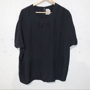 Vintage Jane Lane Collection Black Short Sleeve Appliqué Top Size 42 / Large